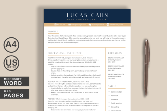 Download Modern Resume Template Word Pages - Premium Resources